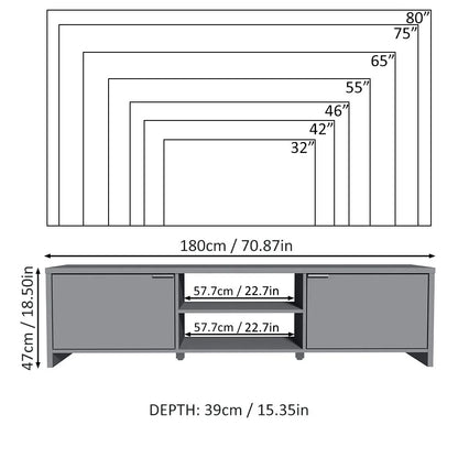 Madesa TV Stand Large Media Console with Cable Management for 65, 75 Inch Media Storage Gaming Living Room Entertainment Center Modern Wooden Television Cabinet - Black