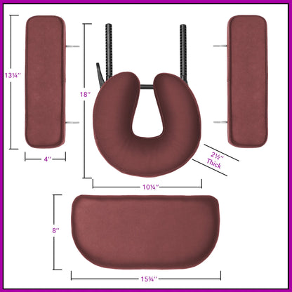 Saloniture Professional Portable Lightweight Bi-Fold Memory Foam Massage Table with Reiki Panels  - Includes Headrest, Face Cradle, Armrests and Carrying Case - Burgundy