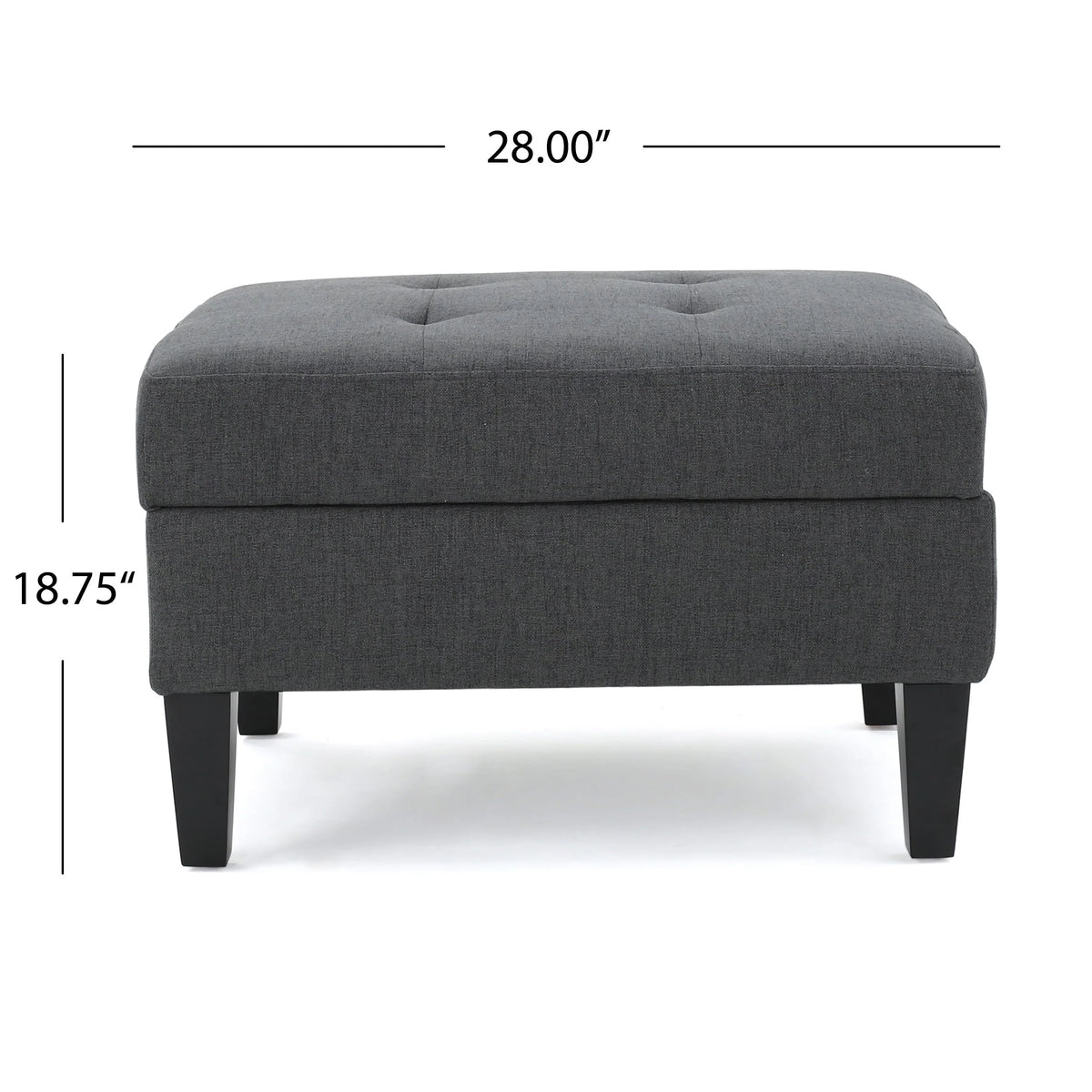 Noble House Sahara Fabric Storage Ottoman, Dark Grey