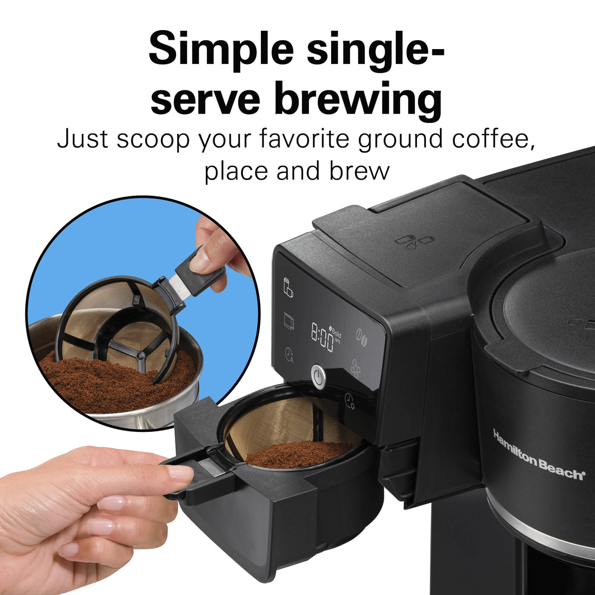 Hamilton Beach 2-Way Programmable Iced/Hot Coffee Maker, Single-Serve and 12 Cup Glass Carafe, 47501J