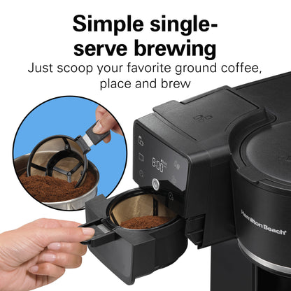 Hamilton Beach 2-Way Programmable Iced/Hot Coffee Maker, Single-Serve and 12 Cup Glass Carafe, 47501J