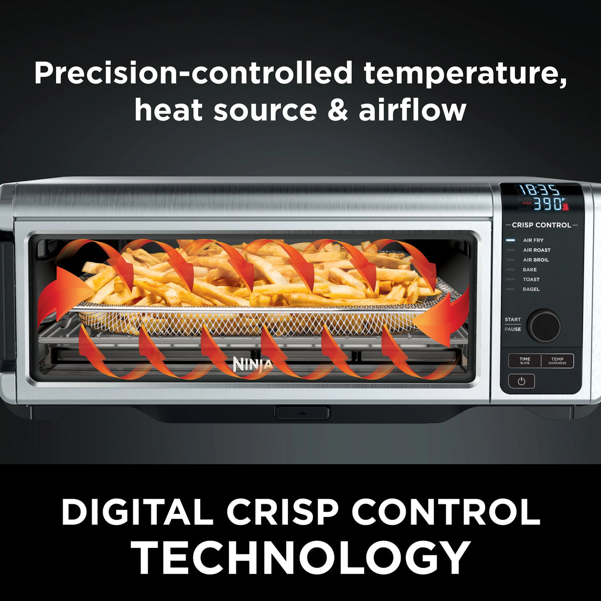 Ninja Foodi 6-in-1 Digital Air Fry Oven, Air Fryer, Convection Oven, Toaster, with Digital Crisp Control Technology, Compact Size, Stainless, SP080