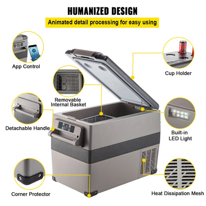 BENTISM 22L Portable Car Refrigerator, 23 Quart RV Fridge, 12/24V DC & 110-240V AC Vehicle Car Truck Boat Mini Electric Cooler for Driving Travel Fishing Outdoor and Home Use