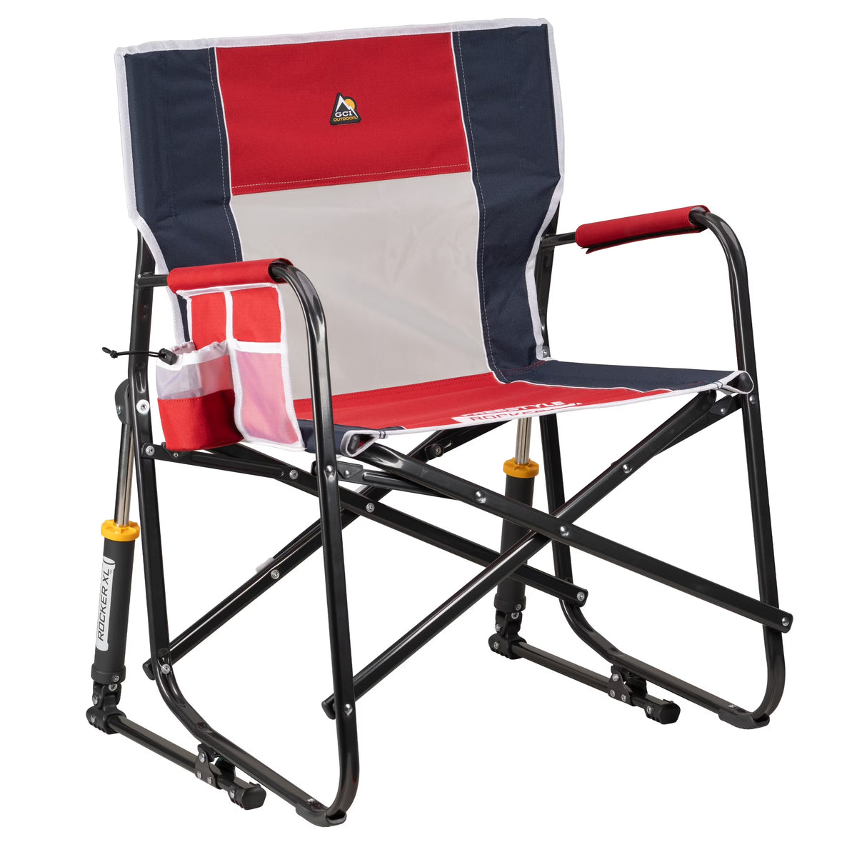 GCI Outdoor Freestyle Rocker XL Oversized Foldable Rocking Camp Chair, Pewter