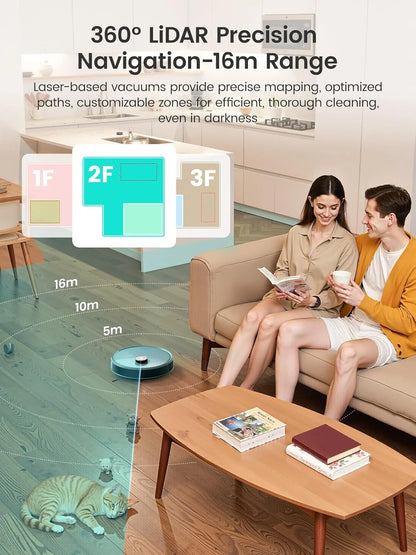 Lefant M3L Robot Vacuum and Mop, 12000Pa Suction, All-in-One Base Station, Anti-Tangle Brushes & Dual Spinning Mop, Self-Emptying & Refilling, LIDAR Navigation