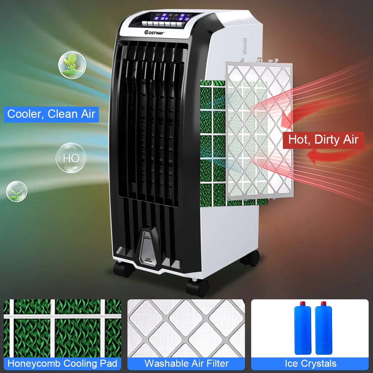 Costway Evaporative Portable  Cooler Fan Anion Humidify W/ Remote Control