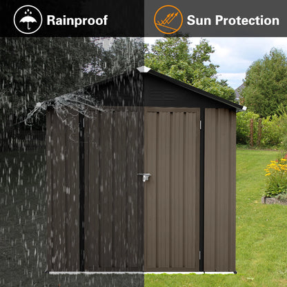 Outdoor Storage Garden Sheds 6FTx4FT Apex Roof Lockable Doors for Backyard White+Yellow