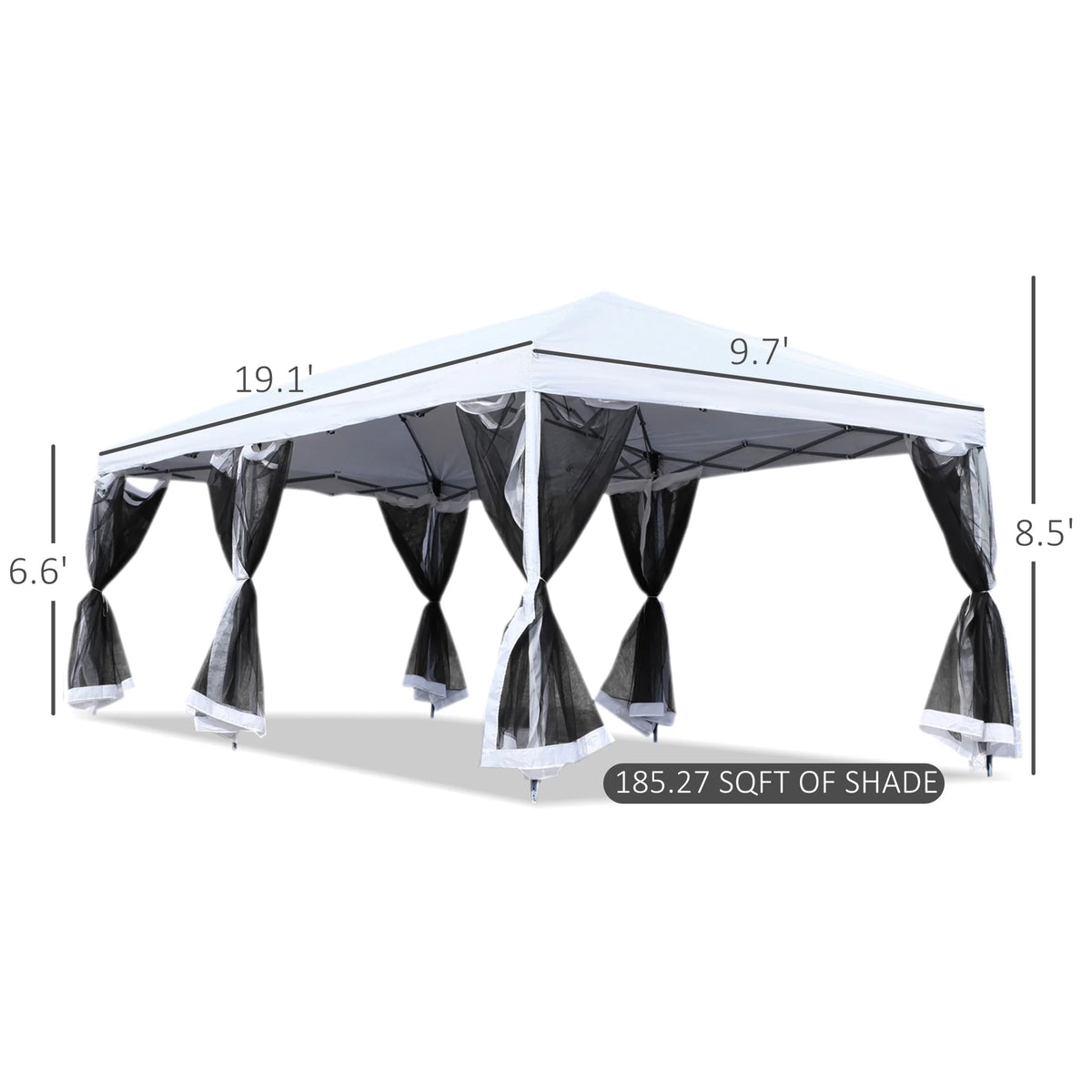 Outsunny 10' x 20' Pop Up Canopy Tent with Netting, Heavy Duty Large Party Tent, Instant Sun Shelter with Carry Bag for Backyard Garden Patio, Beige