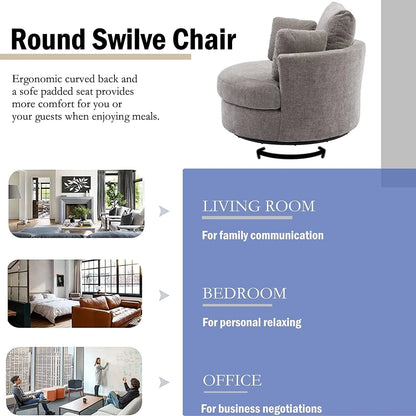42" W Small Loveseat Sofa Couch, Swivel Barrel Chairs for Bedroom 360 Degree Swivel Accent Chairs for Living Room, Chenille Fabric Club Chair Chaises Lounges for Living Room/Office/Hotel, Grey
