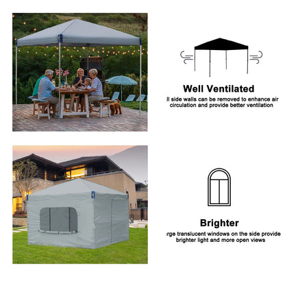 Aoodor Pop Up Canopy Tent with Removable Mesh Window Sidewalls, Portable Instant Shade Canopy with Roller Bag