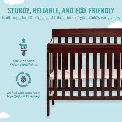 Dream On Me Aden 4-in-1 Convertible Mini Crib Espresso