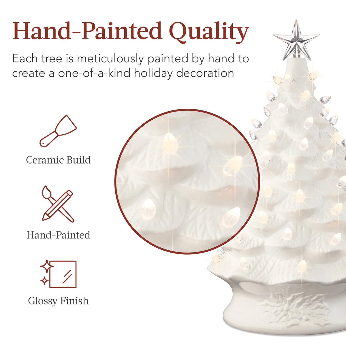 Best Choice Products 24in X-Large Pre-Lit Ceramic Christmas Tree Decor w/ 74 Multicolor Bulbs, LED Light - Green