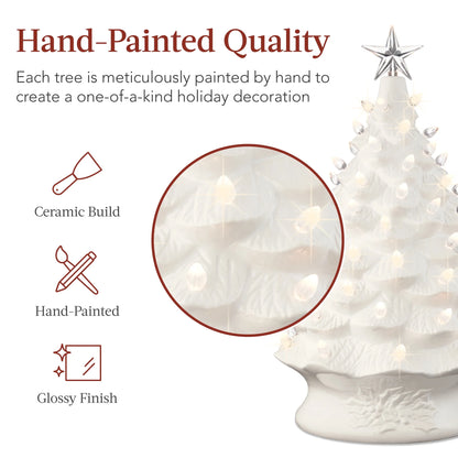 Best Choice Products 24in X-Large Pre-Lit Ceramic Christmas Tree Decor w/ 74 Multicolor Bulbs, LED Light - Green