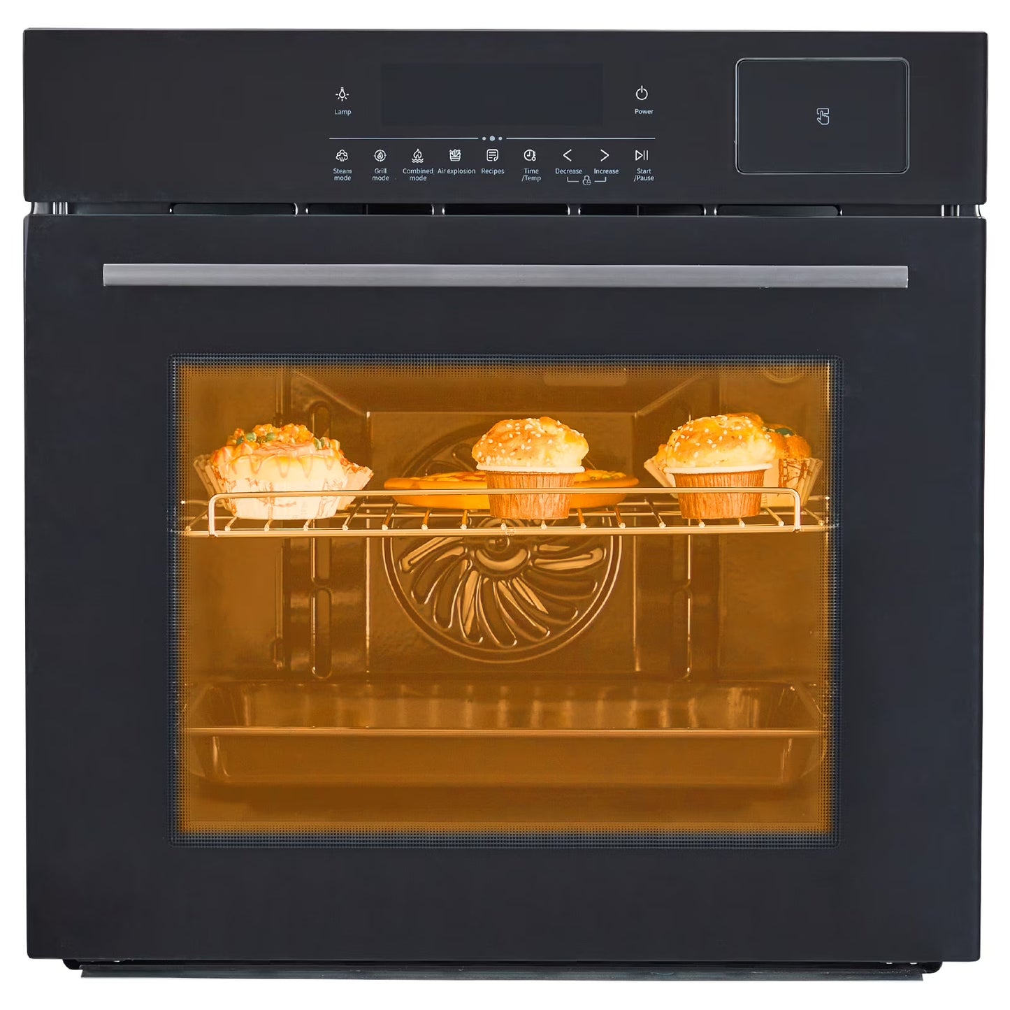 Garvee 24" Single Wall Oven with 108 Smart Menu 8 Baking Modes,3000W 2.5 CF Convection Oven with Steam & Air Fry Function,Stainless Steel,Touch Control Colorful LED Screen