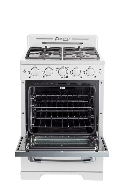Unique Classic Retro 24" 2.9 cu/ft Freestanding Gas Range with Convection Oven and Sealed Burners