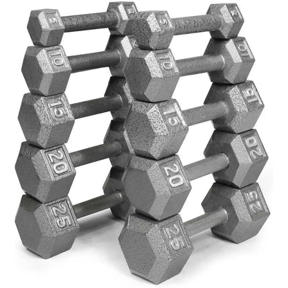 HolaHatha Hex Dumbbell with Rack, 5/10/15/20/25 lb (Black)