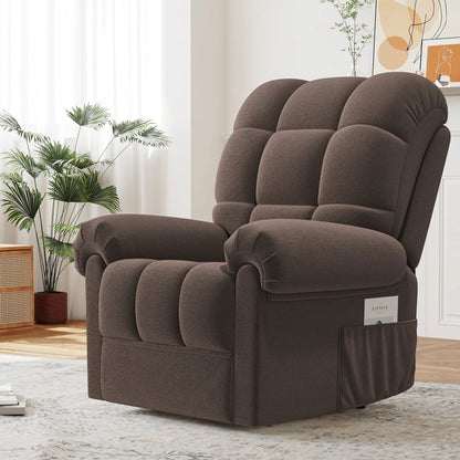 Power Recliner Chair,Electric Recline Sofa Chair for Adults with USB Port,Comfy Teddy Fleece Adjustable Cloud Sofa,Tool-Free Setup,Beige White