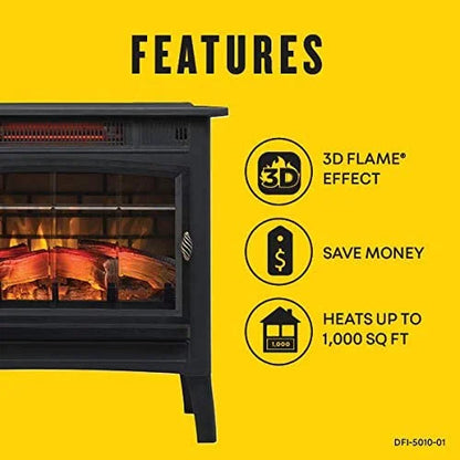 Duraflame 3D Black Infrared Electric Fireplace Stove with Remote Control - DFI-5010-01