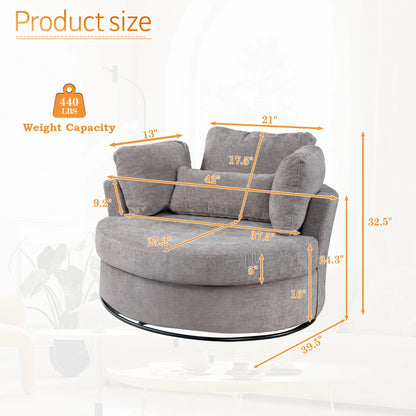 Muumblus Teddy Swivel Accent Barrel Chair, Modern Oversize Sherpa Comfy Round Reading Armchair for Living Room, Ivory