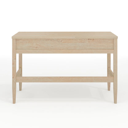 Martha Stewart Home Office Writing Desk with Tapered Legs in Light Natural with Antique Bronze Hardware