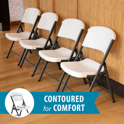 Lifetime Combo Set of (4) 8-Foot Rectangle Folding Tables & (32) Chairs, Indoor/Outdoor Use, White (80147)