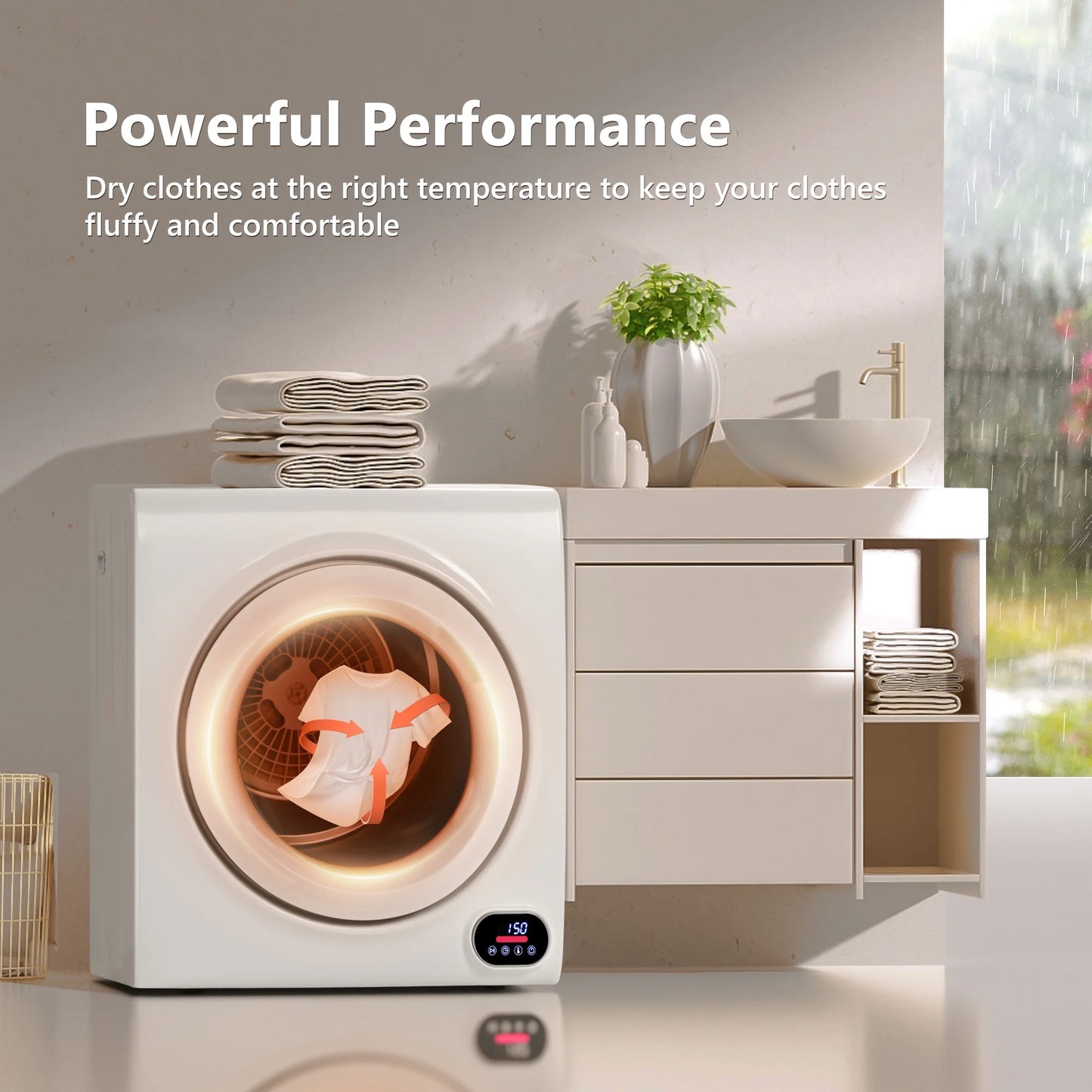 EUHOMY 1.8 Cu. ft. Compact Electric Dryer with LCD Touch Panel for Home, Apartment, Dorm