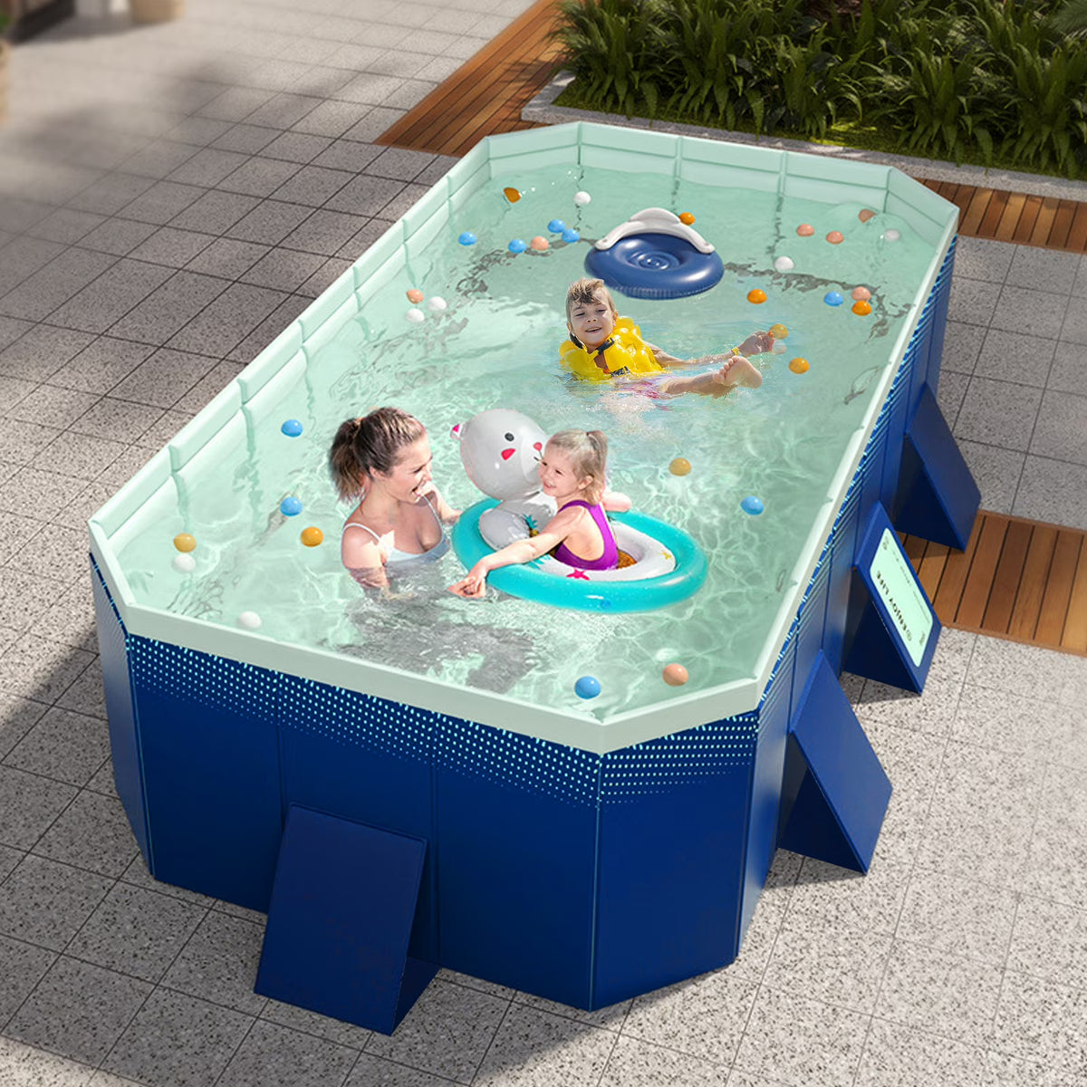 mwptoo Foldable Swimming Pool, Installation-free Portable Kids Swimming Pool,  Collapsible Inflatable-Free Large Pool, for Adult Puppy Garden Patio