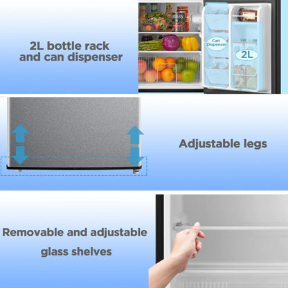 Mainstays 3.2 Cu. ft. 2-Door Refrigerator with Freezer, Stainless Steel Look