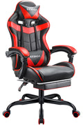 Gaming Chair, Seenda Video Game Chair with Footrest and Lumbar Support, Ergonomic Computer Chair Height Adjustable with Swivel Seat and Headrest, Red