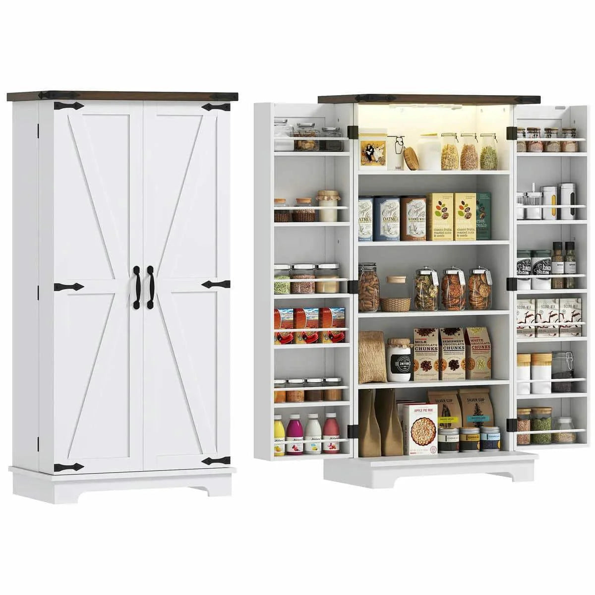 Spaco 17-Tier Kitchen Small Pantry Cabinet with 2 Doors and 6 Adjustable Shelves, Cabinet Pantry, Freestanding 5-Tier Shelving Pantries for Kitchen Storage, Gray