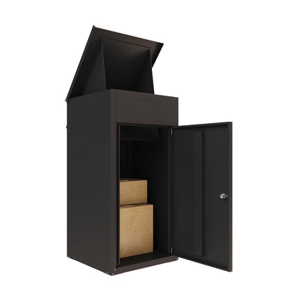 AECOJOY Package Delivery Boxes for Outside Parcel Drop Box Outdoor Storage Box Wall Mounted Express Mail Package Delivery Box 17" x 16" x 38.3" Black