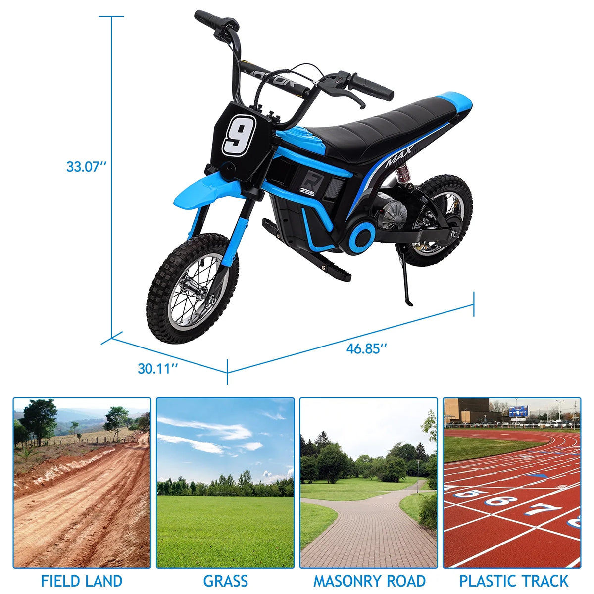 Kids Electric Dirt Bike,Electric-Powered Bike,2 Speed Settings,14.29 MPH Max,All-Terrain Electric Motorcycle for Ages 6-12,High-Speed Electric Dirt Bike for Kids,24V 350W