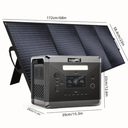 Solarplay 2400W(4800W Peak) Solar Generator, with 400W Solar Panel,2160Wh Portable LiFePO4 Battery Power Station for Camping Home Backup RV