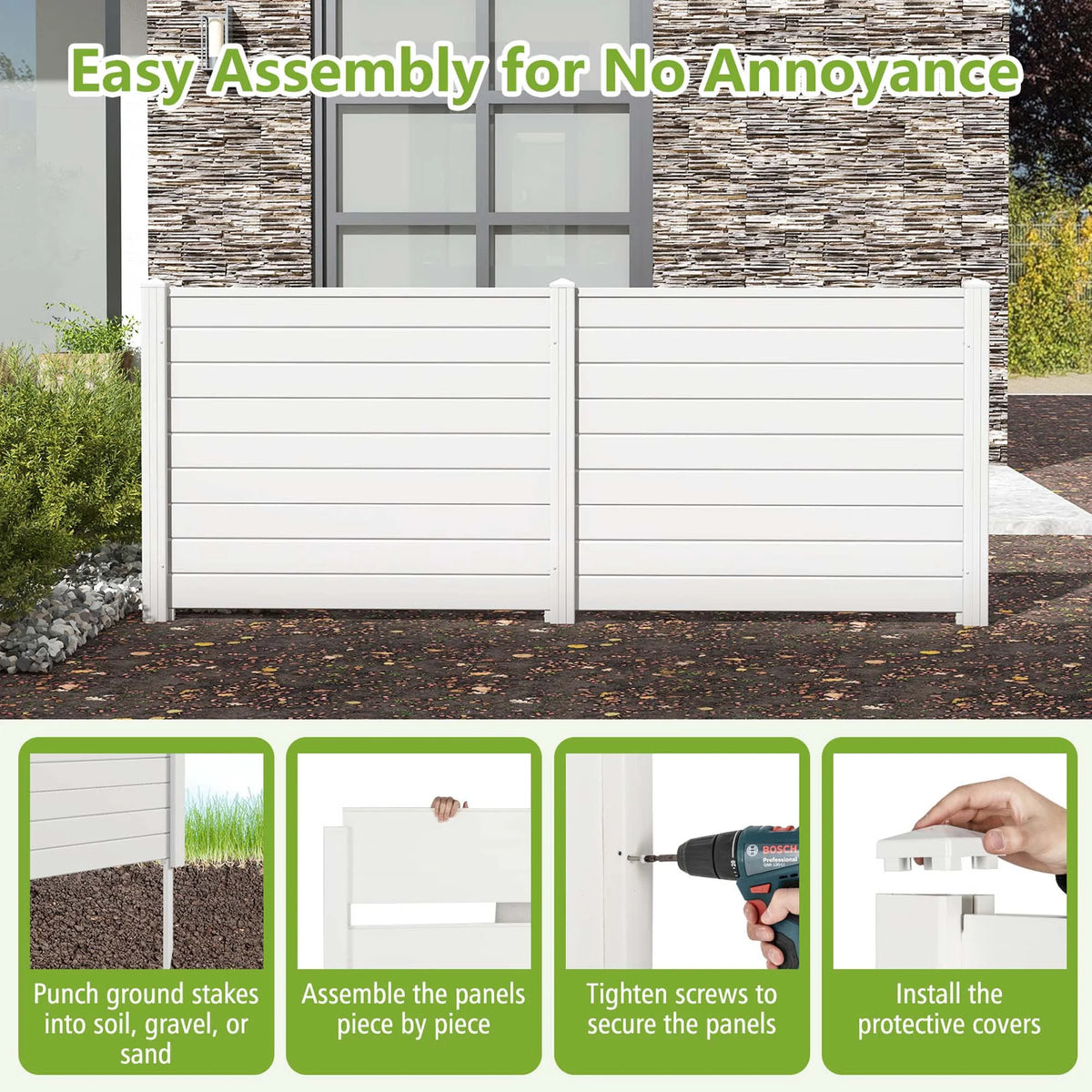 Costway 48"L x 37.5"H Air Conditioner Fence with 3 Ground Stakes