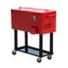 Outsunny 80 QT Rolling Cooling Bins Ice Chest on Wheels Outdoor Stand Up Drink Cooler Cart for Party, Red