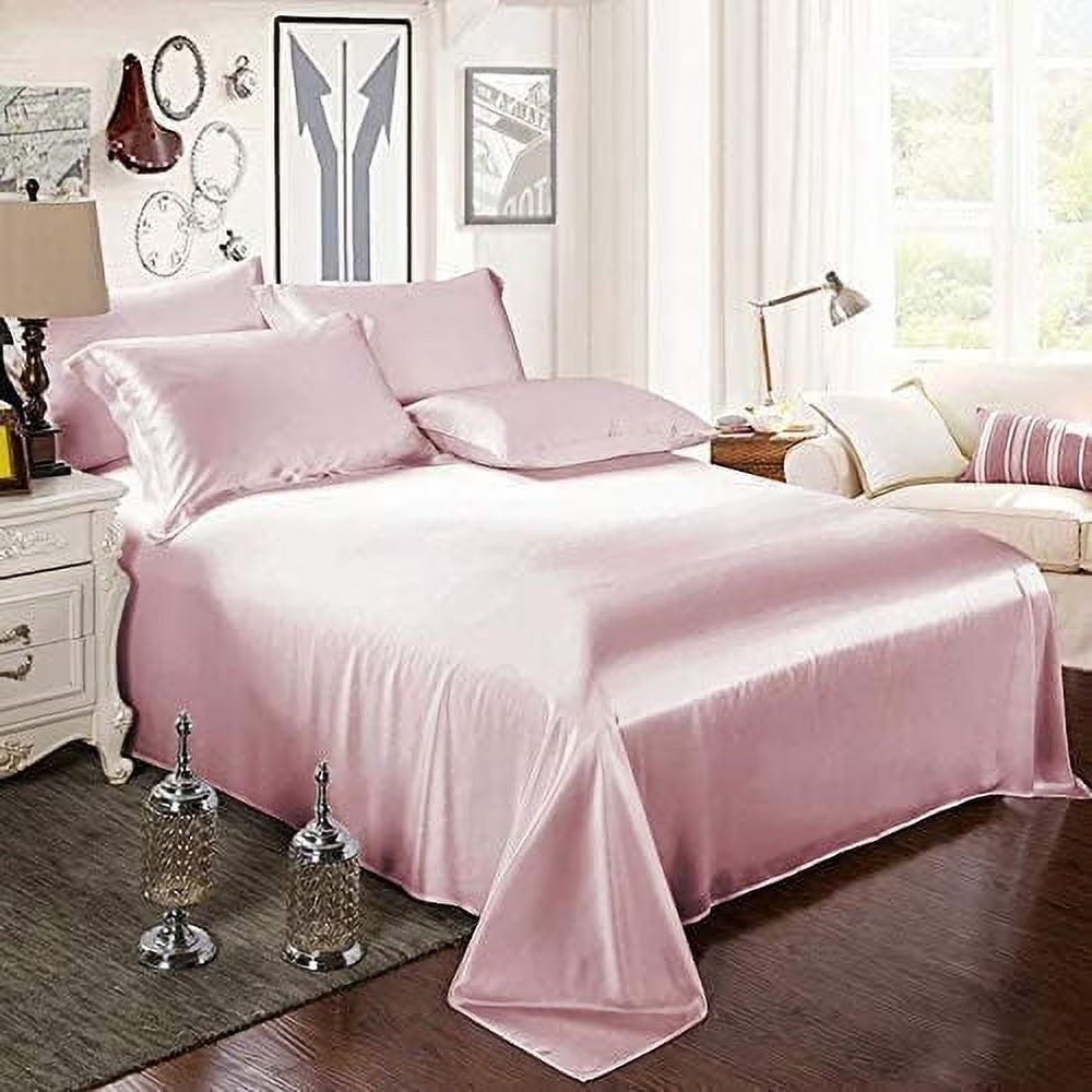 Vuvet Bedding 100% Pure Silk Satin Sheet Set 7pcs, Silk Fitted Sheet 15'' Deep Pocket,Silk Flat Sheet,Silk Duvet Cover & Pillowcases Set !!! Twin, Aqua Blue