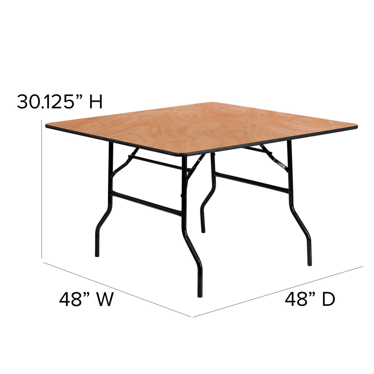 Flash Furniture 4' Square All-Occasion Wood Folding Event Table, Natural/Black