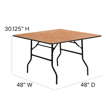 Flash Furniture 4' Square All-Occasion Wood Folding Event Table, Natural/Black