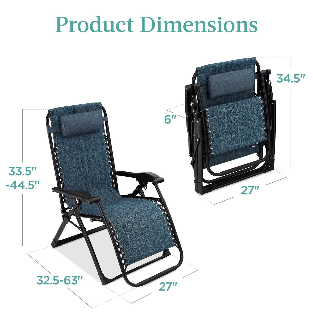 Best Choice Products Oversized Zero Gravity Chair, Folding Recliner w/ Removable Cushion, Side Tray - Fossil Gray
