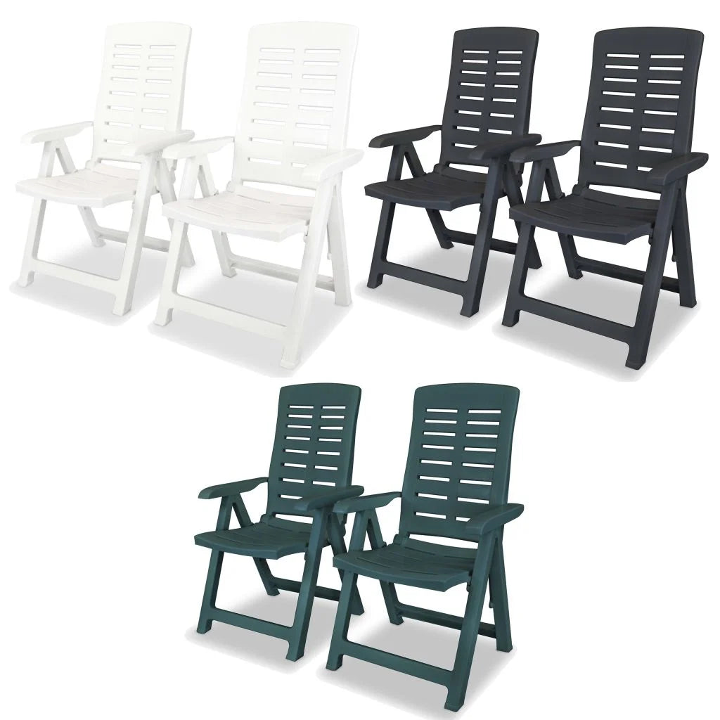 vidaXL Reclining Patio Chairs Outdoor Stack Dining Chair with Armrest Plastic