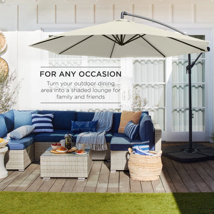 Best Choice Products 10ft Offset Hanging Outdoor Market Patio Umbrella w/ Easy Tilt Adjustment - Tan