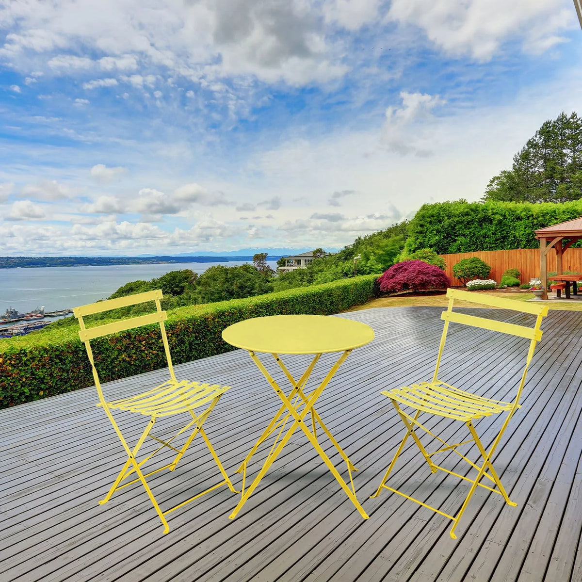 Alin 3 Piece Relaxing Outdoor Furniture Set �?2 Handy Chairs With a Round Table - Yellow