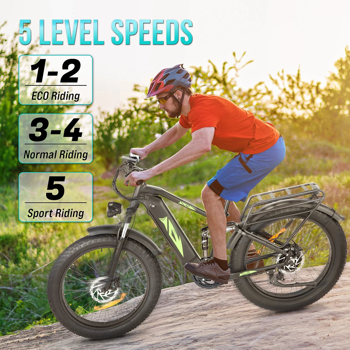Electric Bike for Adults,1000W E Bikes for Men,26" Fat Tire Electric Bikes,48V 17.5AH Battery,28MPH,7 Speed&Dual Hydraulic Disc Brakes,LCD Screen,60Miles Range,Electric Mountain Bicycle