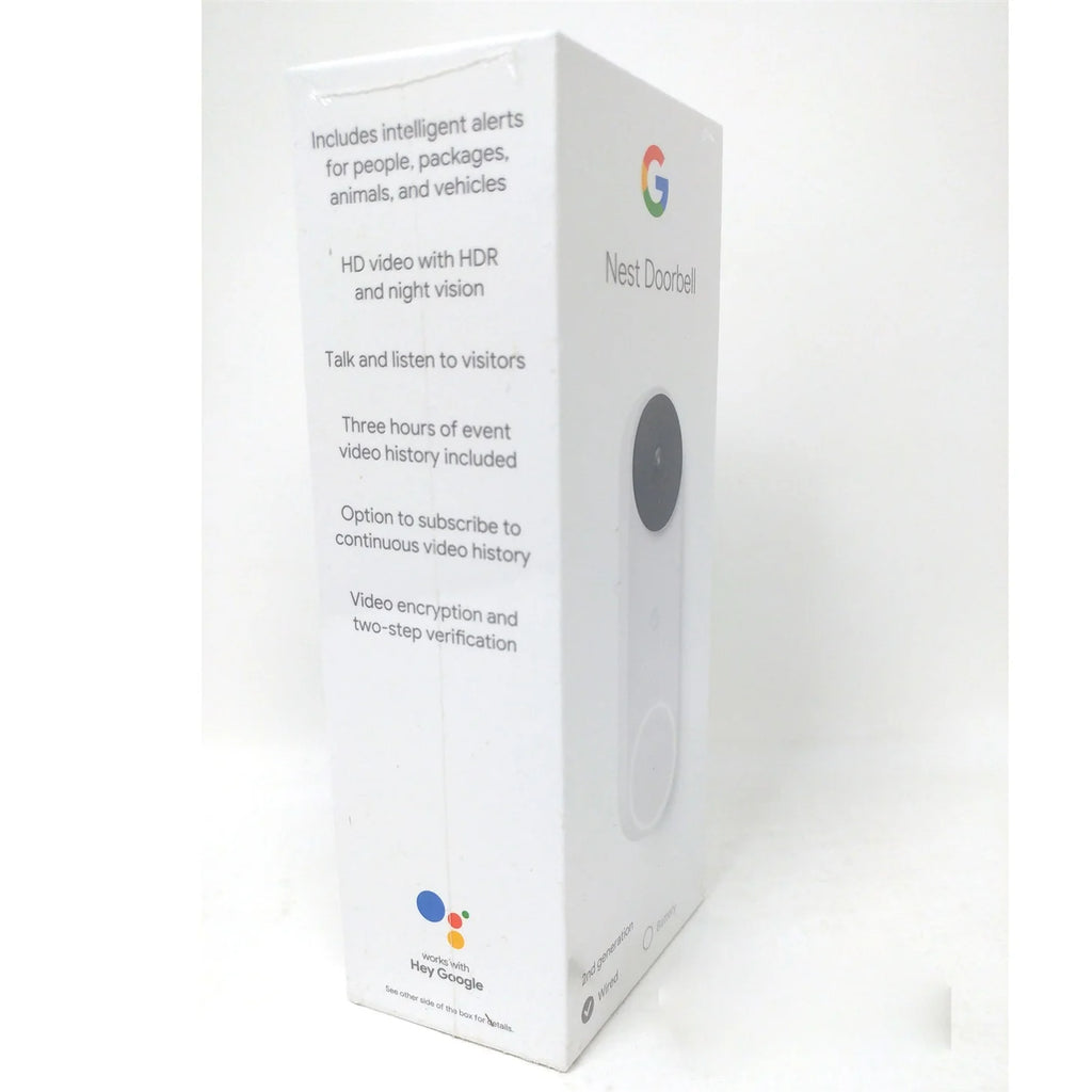 Google Nest Doorbell (Wired, 2nd gen) - Video Doorbell Camera - Doorbell Security Camera - Snow