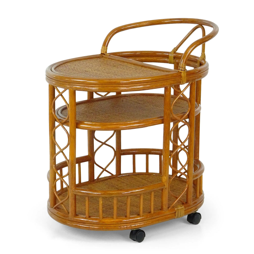 SK New Interiors Trolly Moving Serving Cart Bar Table ECO Natural Rattan Wicker Handmade, Colonial
