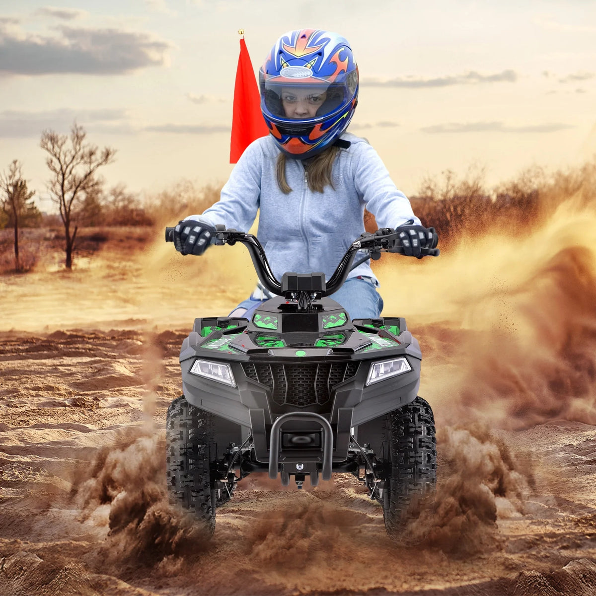 HOVER HEART Electric Dirt Quad, 36V 500W 4-Wheeler, Dual Suspensions, Age 13+