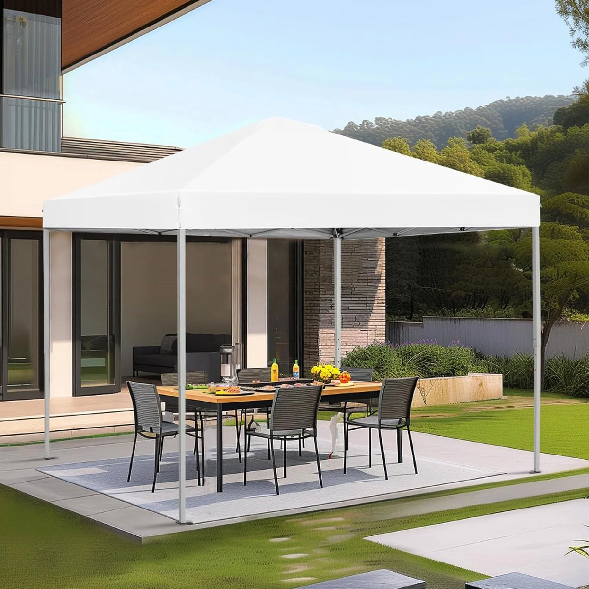 GVDV Canopy Tent, 10x10 ft Easy Pop up Outdoor Canopy Tent, Portable Straight Leg Gazebo Instant Canopy, Blue
