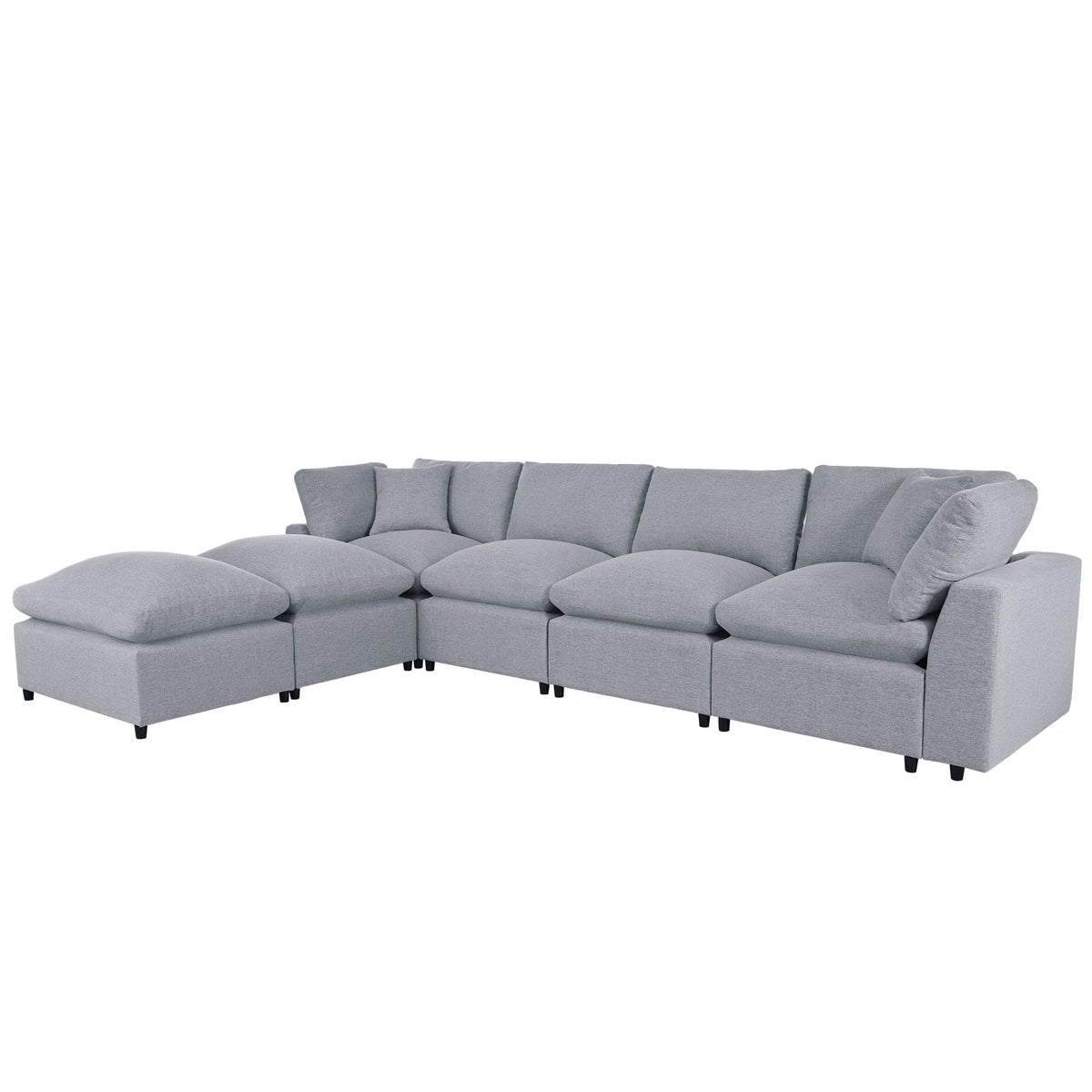 Harper & Bright Designs Convertible Modular Sectional Sofa with 2 Removable Ottomans & Pillows, Large U Shape Cloud Couch with Reversible Chaise for Living Room, Grey