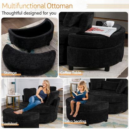 Muumblus Teddy Swivel Accent Barrel Chair, Modern Oversize Sherpa Comfy Round Reading Armchair for Living Room, Ivory