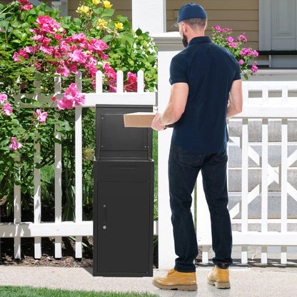 AECOJOY Package Delivery Boxes for Outside Parcel Drop Box Outdoor Storage Box Wall Mounted Express Mail Package Delivery Box 17" x 16" x 38.3" Black